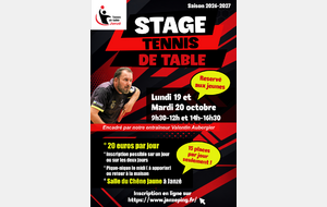 Stage jeunes automne 2026 (19 et 20 octobre)